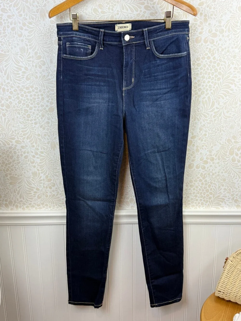 L'AGENCE Dark Wash Margot High-Rise Stretch Skinny Jeans - Size - 30